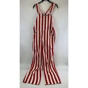 Game Bibs Overalls Red White Striped Adjustable Cotton Buckle Adult Small